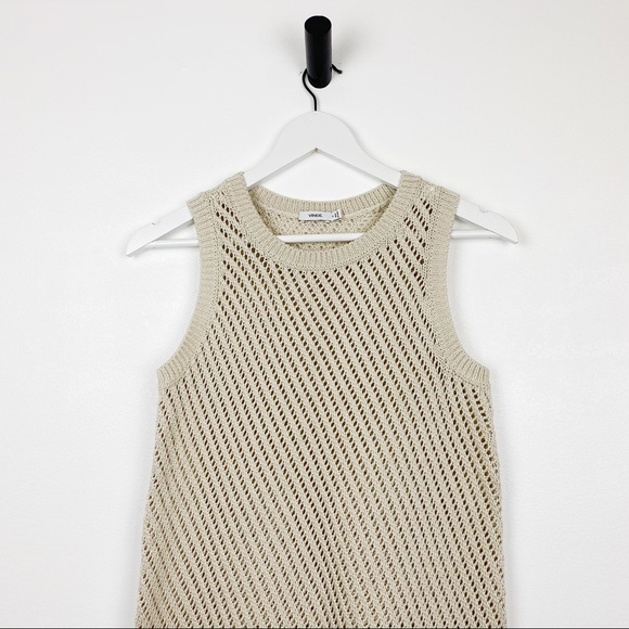 Vince Women's Natural Mesh Stitch Cotton Tank Top - Picture 6 of 16